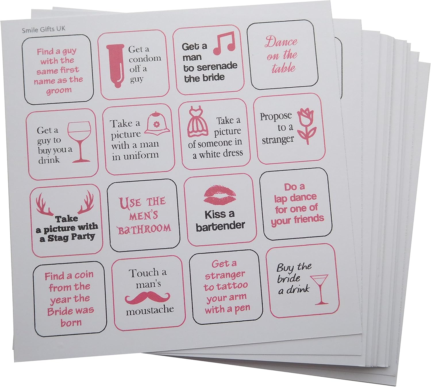 SMILE GIFTS UK Hen Party Dare Bingo Game including 24 Bingo Cards Get
