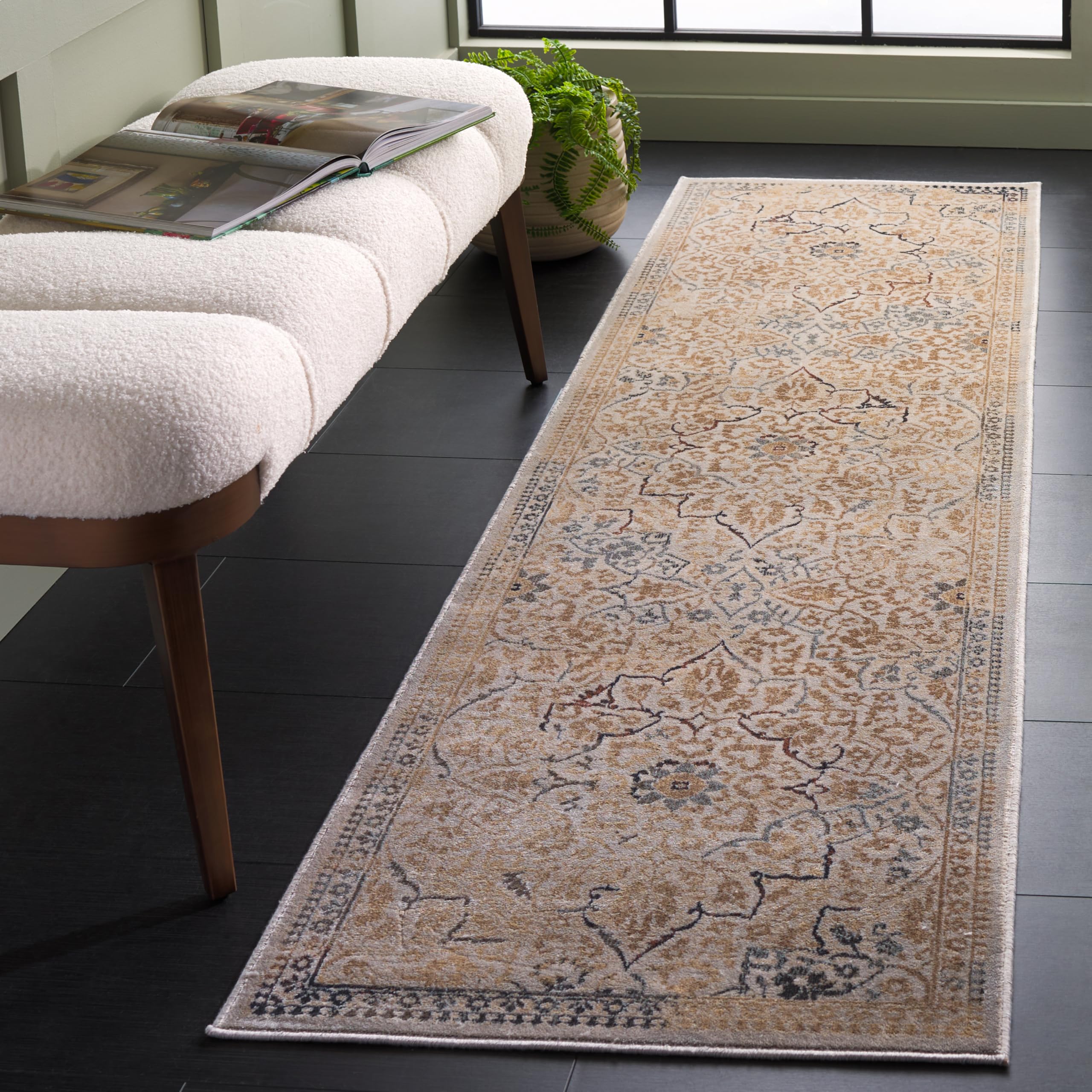 Safavieh Traditional Indoor Woven Runner Area Rug, Vintage Collection, VTG175, in Creme, 66 X 244 cm for Living Room, Bedroom or Any Indoor Space — image 1