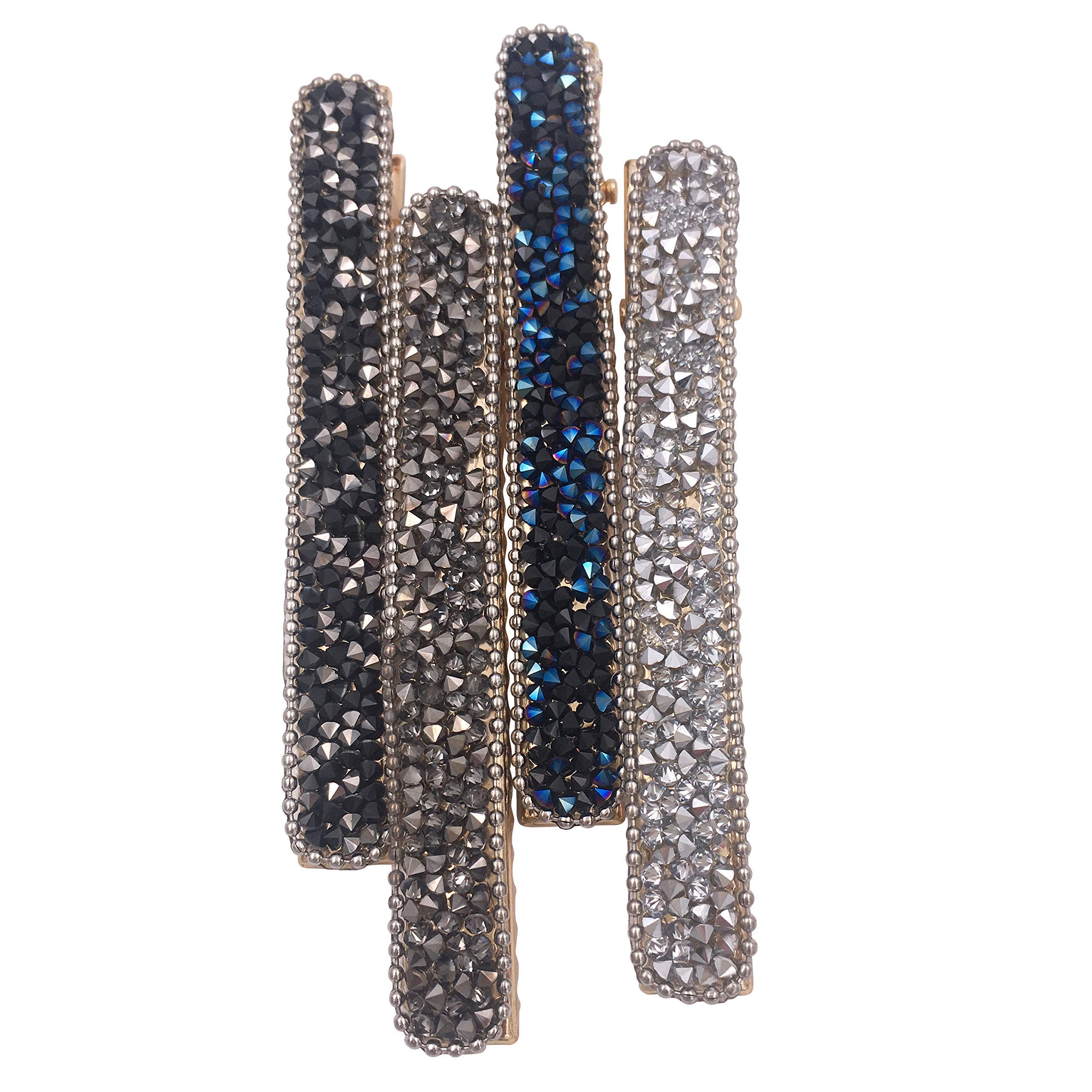 4PCS Rhinestone Crystal Long Slim Beak Duckbill Alligator Clip Pin Hair Accessories Women Girls