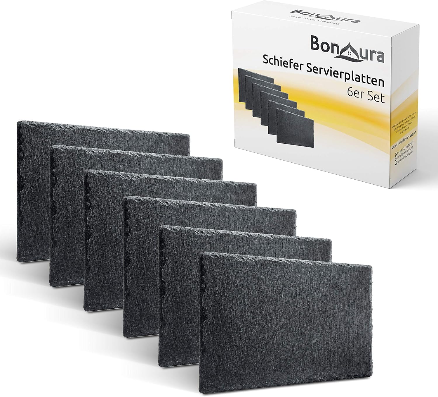 BonAura® Schieferplatten - Schiefer Tischuntersetzer Servierplatten zum Anrichten & Dekorieren von Gerichten 20x30cm (6)