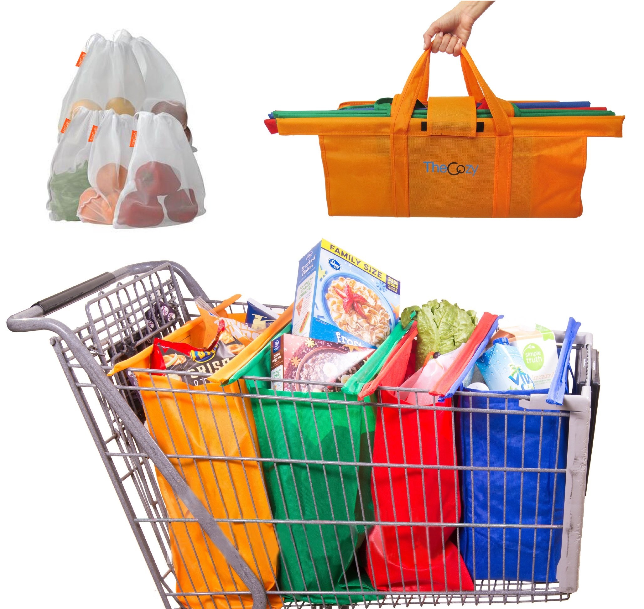 Reusable Grocery Trolley Cart Bags Enhance Shopping Eco