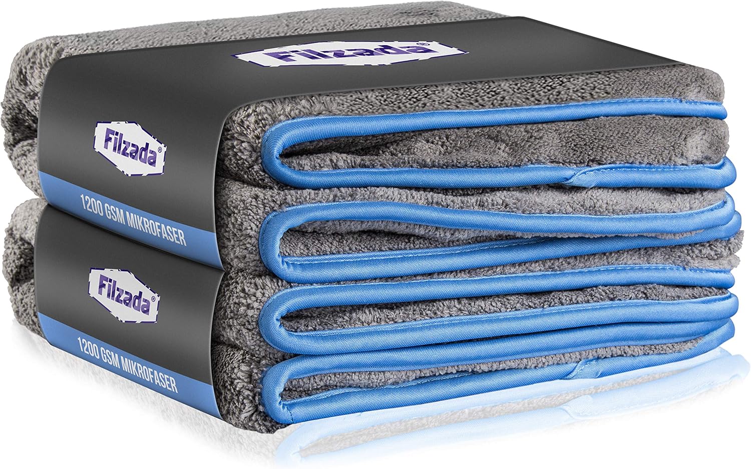 Filzada® 2X Lackschonendes Mikrofasertuch Auto Mit 1200 GSM - Unfassbare Saugkraft Und Fusselfrei Dank Extrem Weicher Mikrofaser - Auto Poliertücher Zur Professionellen Autopflege in 42x48cm (2)