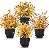 Der Rose Fall Fake Plants 4 Packs Artificial Plants Small Faux Plants Black Bathroom Accessories Fall Decorations for Home Bathroom Home Office Desk Fall Decor Indoor