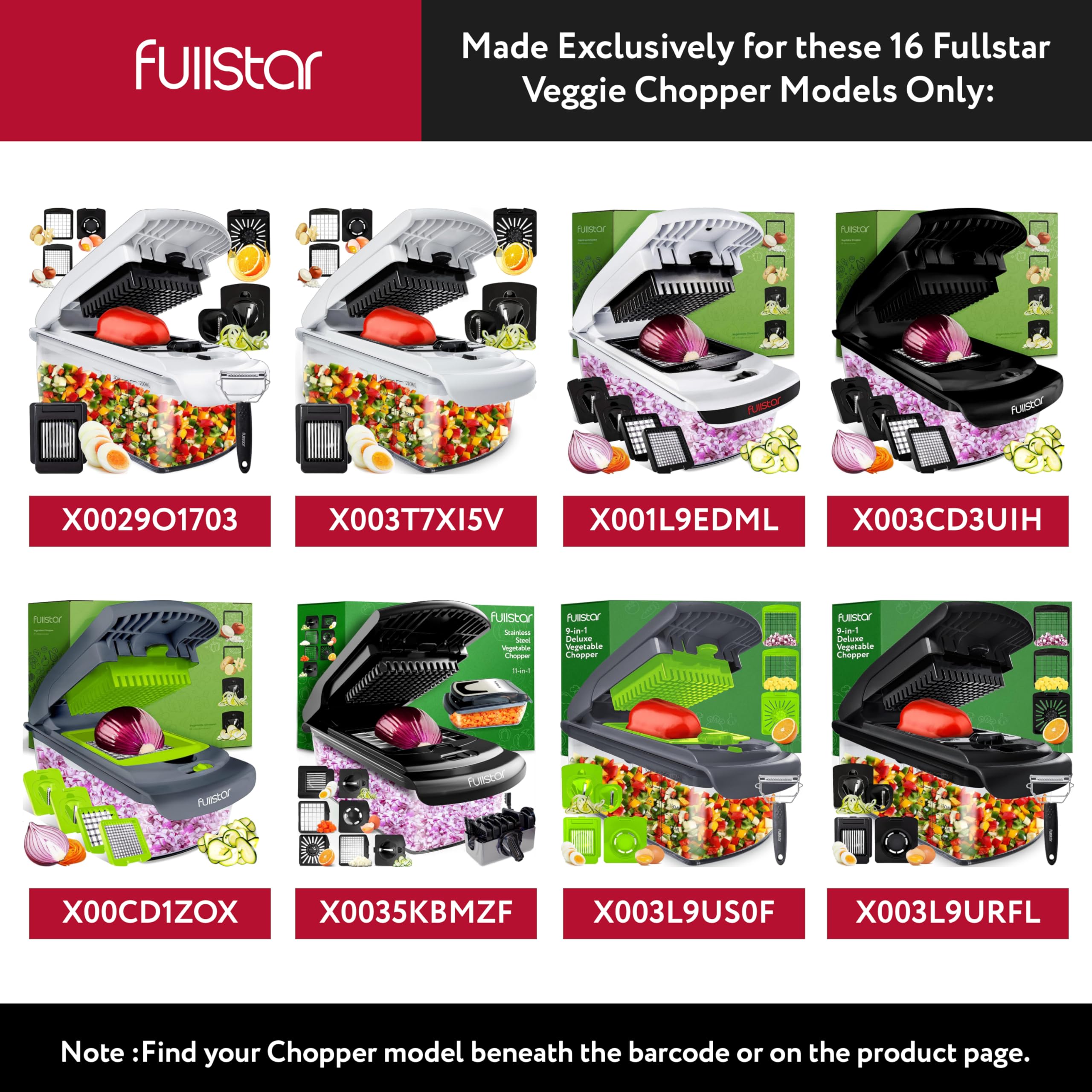 Fullstar Blade Replacement Set – Only Compatible with Select Fullstar Vegetable Chopper Models – 2pc Insert Set for Large Dice (Potatoes, Apples) & Small Dice (Onions, Tomatoes) – 3.9 x 4.4 inches