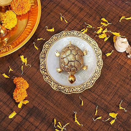 Collectible India Tortoise for Good Luck on Glass Plate Showpiece - Turtle Tortoise for Feng Shui and Vastu - Best Gift for Career and Luck - Home Decoration