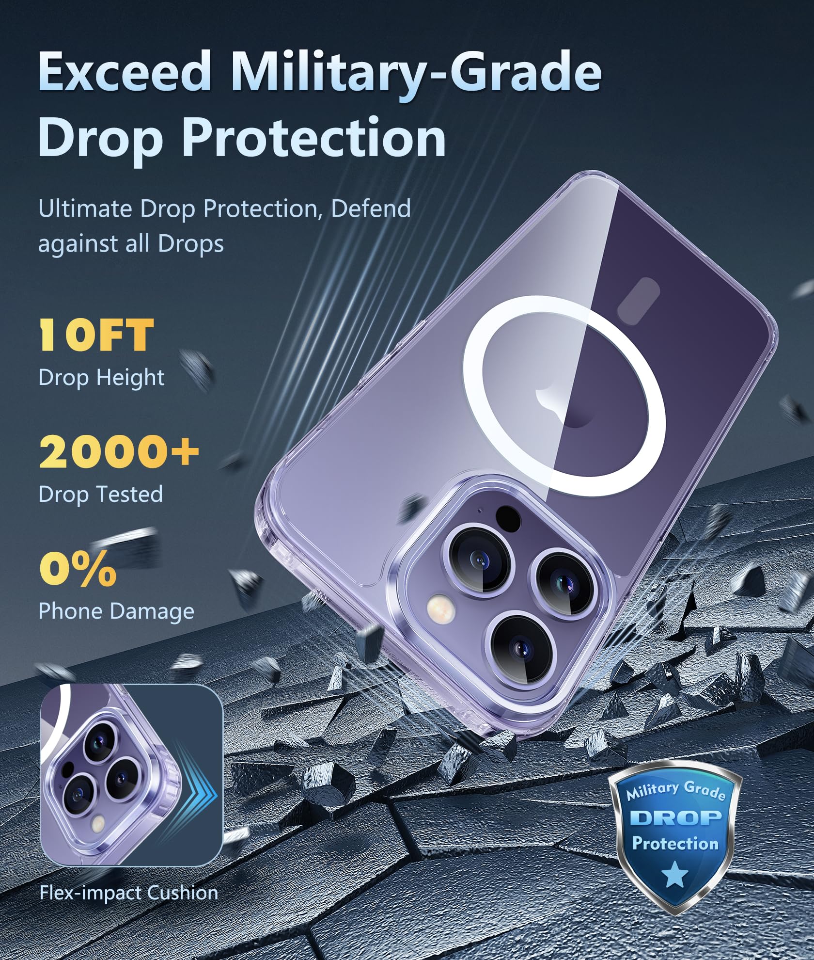 FNTCASE for iPhone 14 Pro Case: for iPhone 13 Pro Case Clear Magnetic Drop Protective Slim Cases | Shatterproof Rugged Hard Crystal TPU Cover & Transparent Shockproof Thin Phonecase (A-Clear)