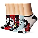 Disney Women's Nightmare Before Christmas 5 Pack No Show, Black Primary, fits Sock Size 9-11 fits Shoe Size 4-10.5
