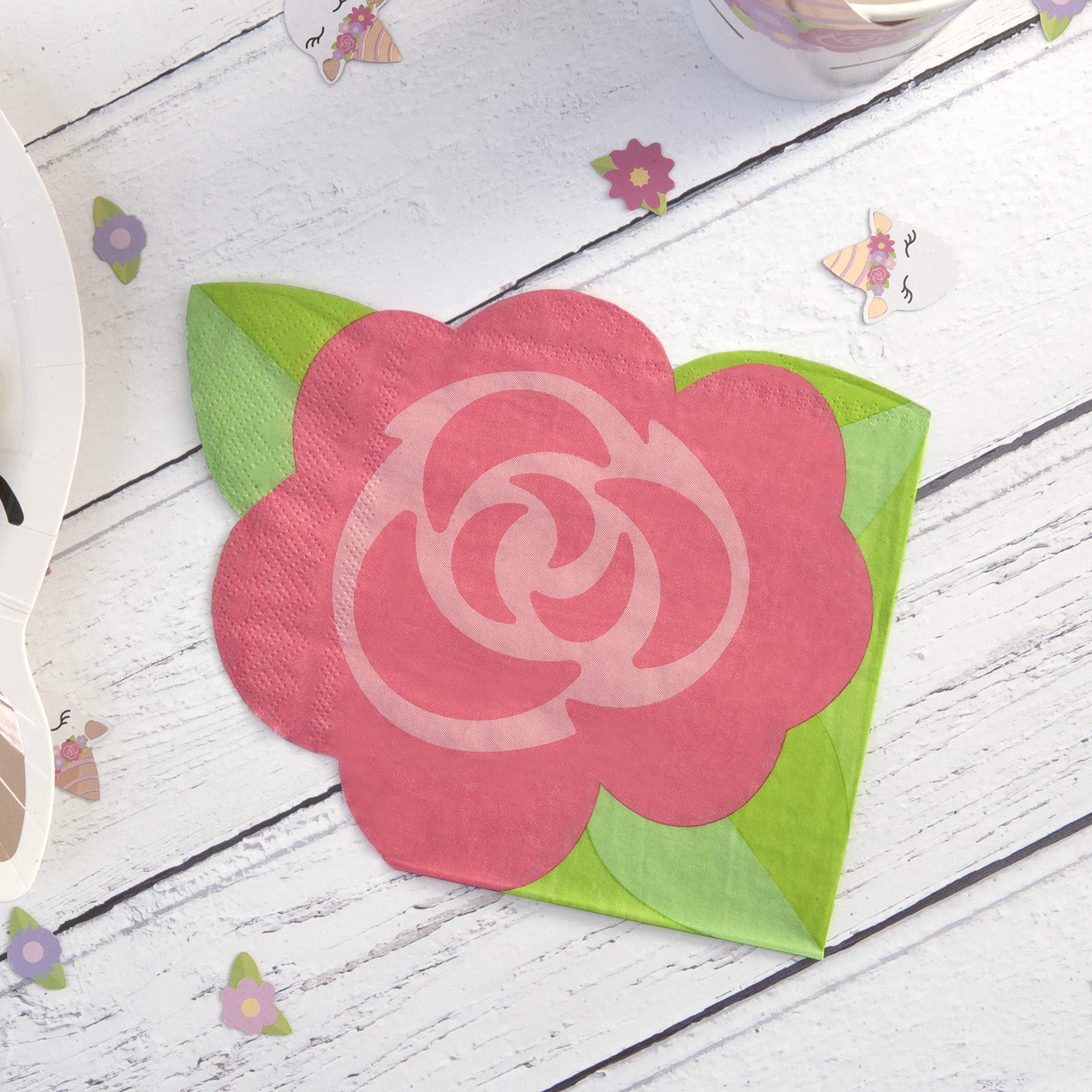 Hatton Gate Rose Shaped Unicorn Themed Napkins 20 Per Pack