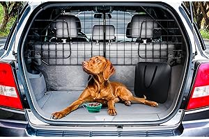 Ruff 'n Ruffus Heavy-Duty Foldable & Adjustable Dog Car Barrier | Great for SUV’S Universal Fit + Free Bonus Collapsible Travel Bowl & Travel Case