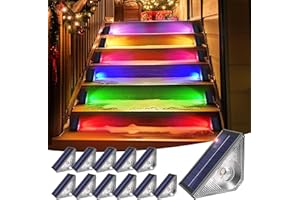 SOLPEX Solar Christmas Lights Outdoor Waterproof IP65, Solar Step Light for Outside, Christmas Lights Outdoor Decorations for Stair,Step,Patio,Yard,Deck,Walkway(12 Pack,RGB & Warm Cold White)