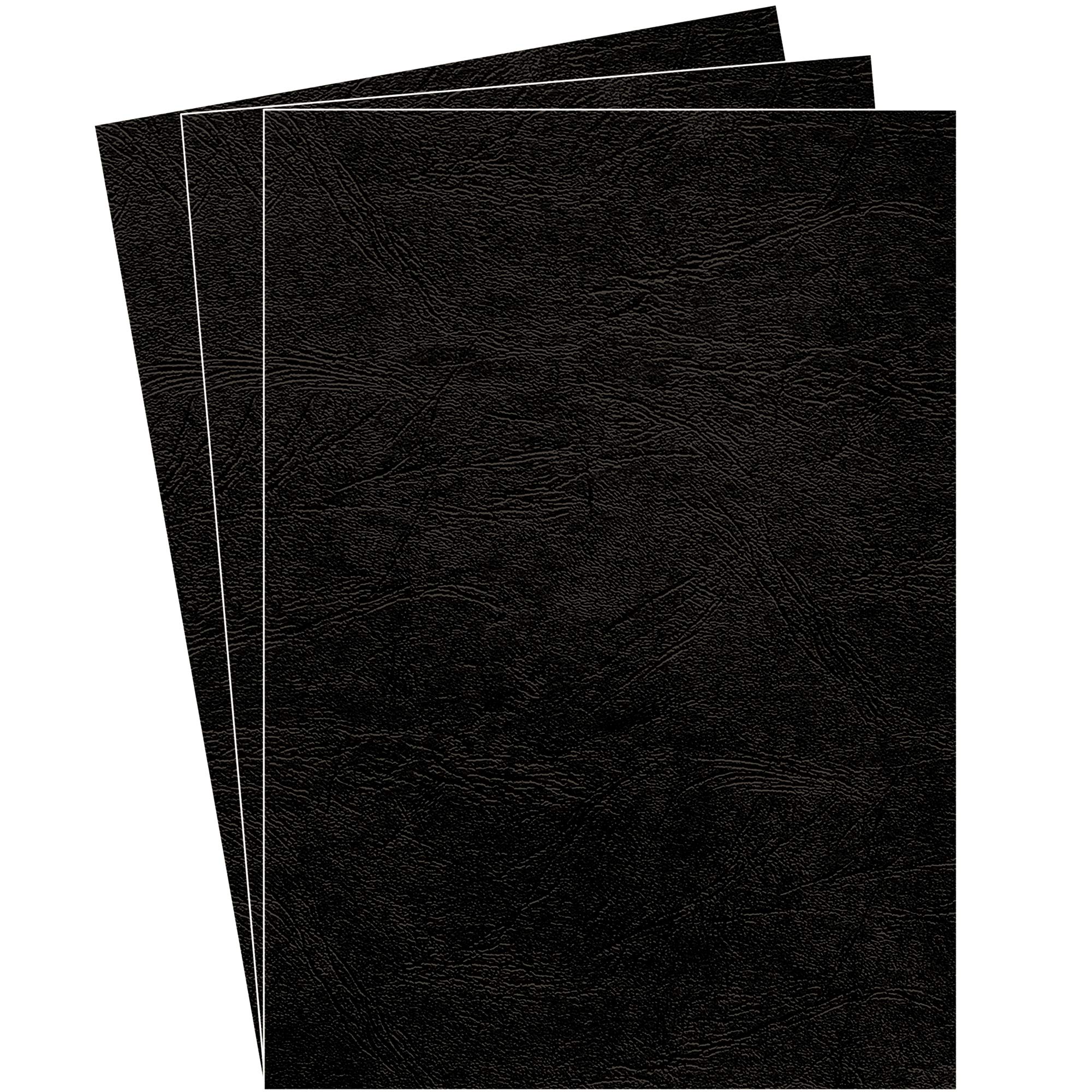Fellowes A4 Leatherboard Binding Covers, 250gsm Heavyweight Leathergrain Finish, FSC Certified, Black, Pack of 100 - Recyclable, Compatible with Comb & Wire Binding