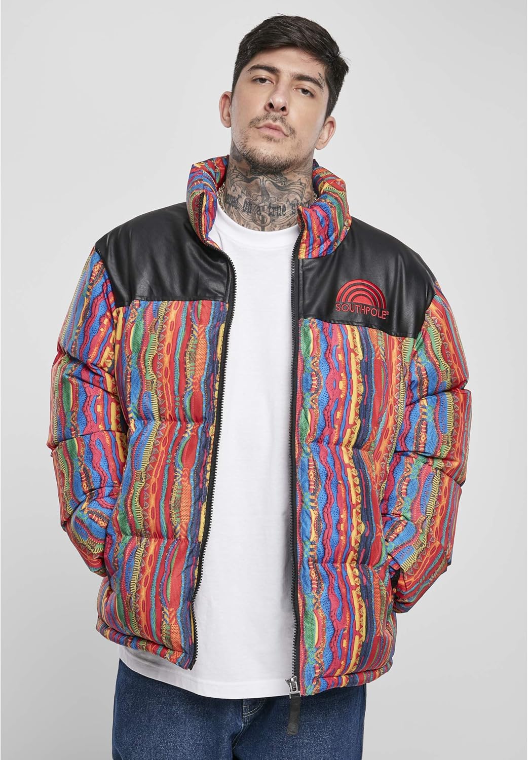 Southpole Men's Puffer Winterjacke Multicolored Pattern Jacket Amazon