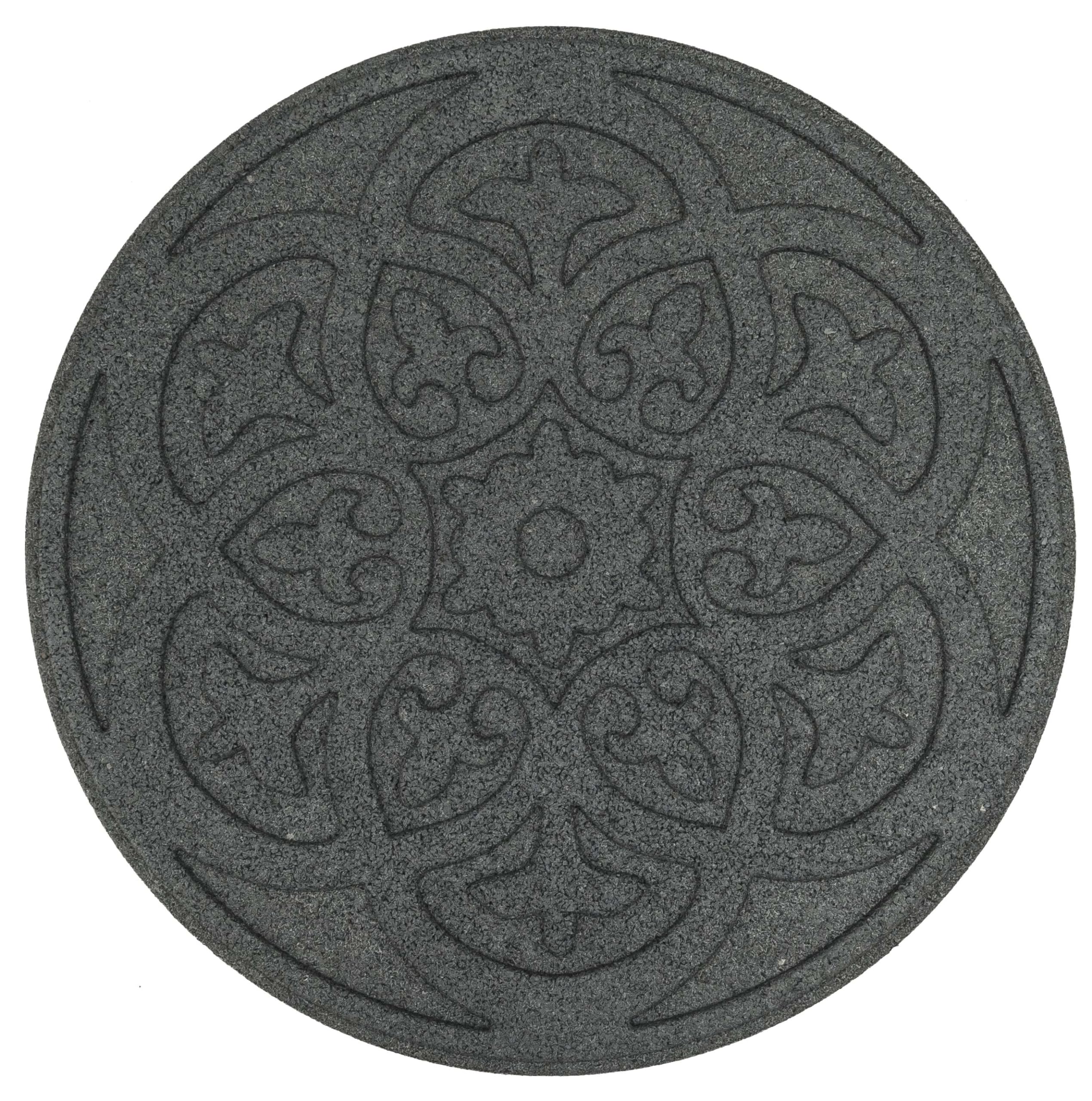 Nicoman SCROLL Garden Stepping Stone Recycled Rubber Steps Hard Wearing Heavy Duty Outdoor Pathway Tiles - (Grey, Dia.46cm, Set of 2)