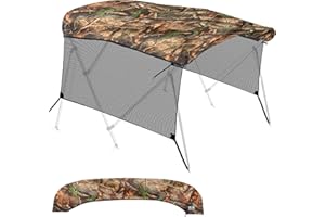 KNOX Universal 3 Bow Bimini Top Replacement Canvas & Detachable Sidewalls with Storage Boot, 600D Marine Grade Sun Shade Boat