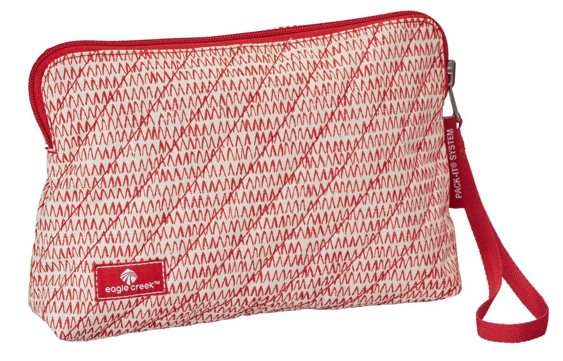 Eagle Creek Cosmetic Pouch Pack-It Original Quilted Reversible Wristlet Pouch for hygiene items, repeak red, EC0A34PH216