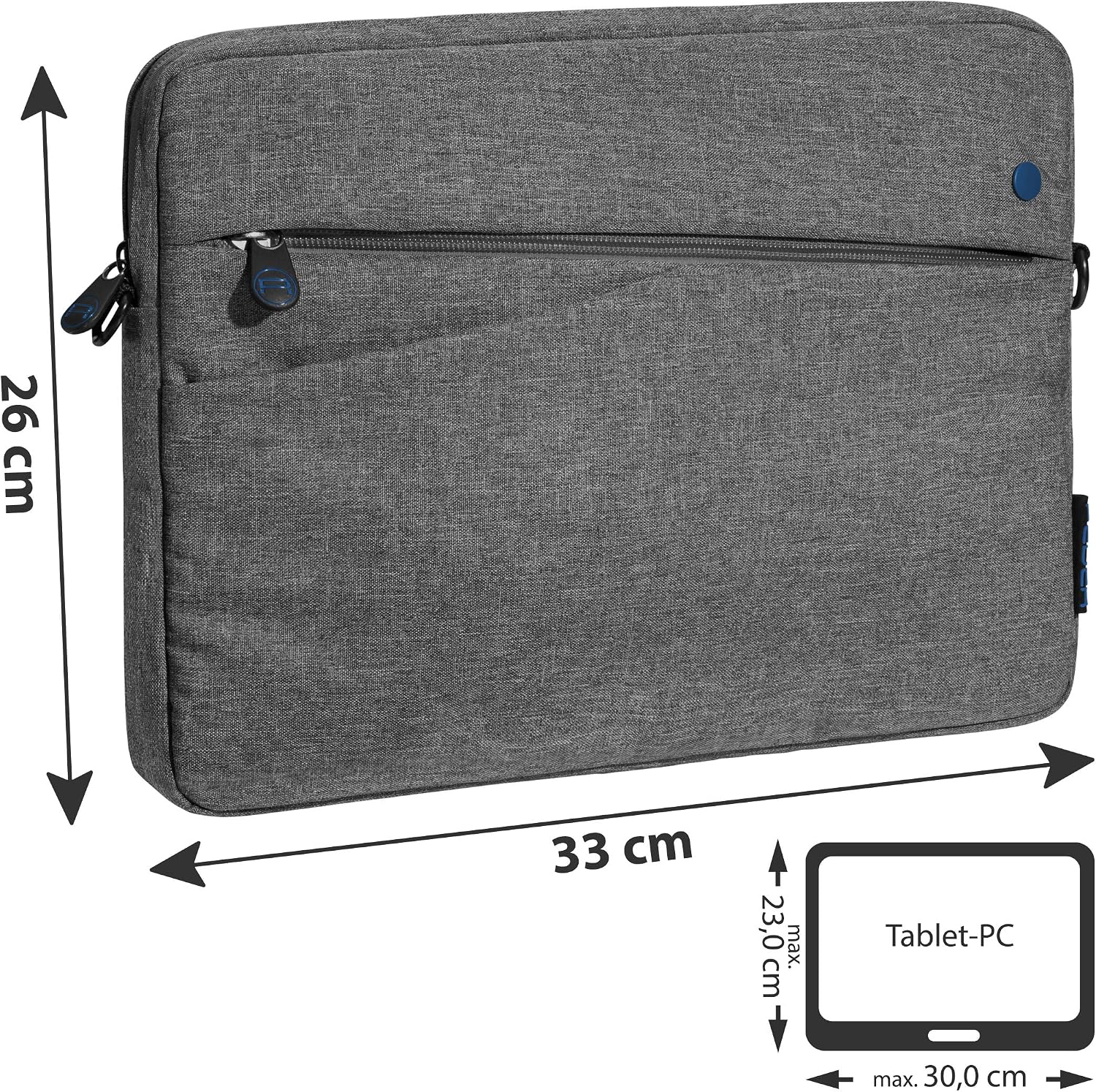 Pedea Fashion 12 Tablet Bag 9 Inches (32, 8 cm) Grey/Blue, Grey / Blue, 12,9 Zoll - Image 3