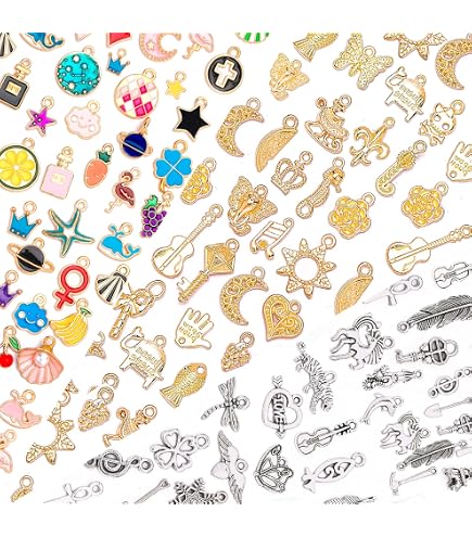 thumbnail image 2 of Pack Of 80 Heart Planet Enamel Charms Gold Plated Colored... 2 of 14