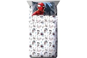 Jay Franco Marvel Spiderman Crawl Twin Sheet Set - 3 Piece Set Super Soft and Cozy Kid's Bedding - Fade Resistant Microfiber 