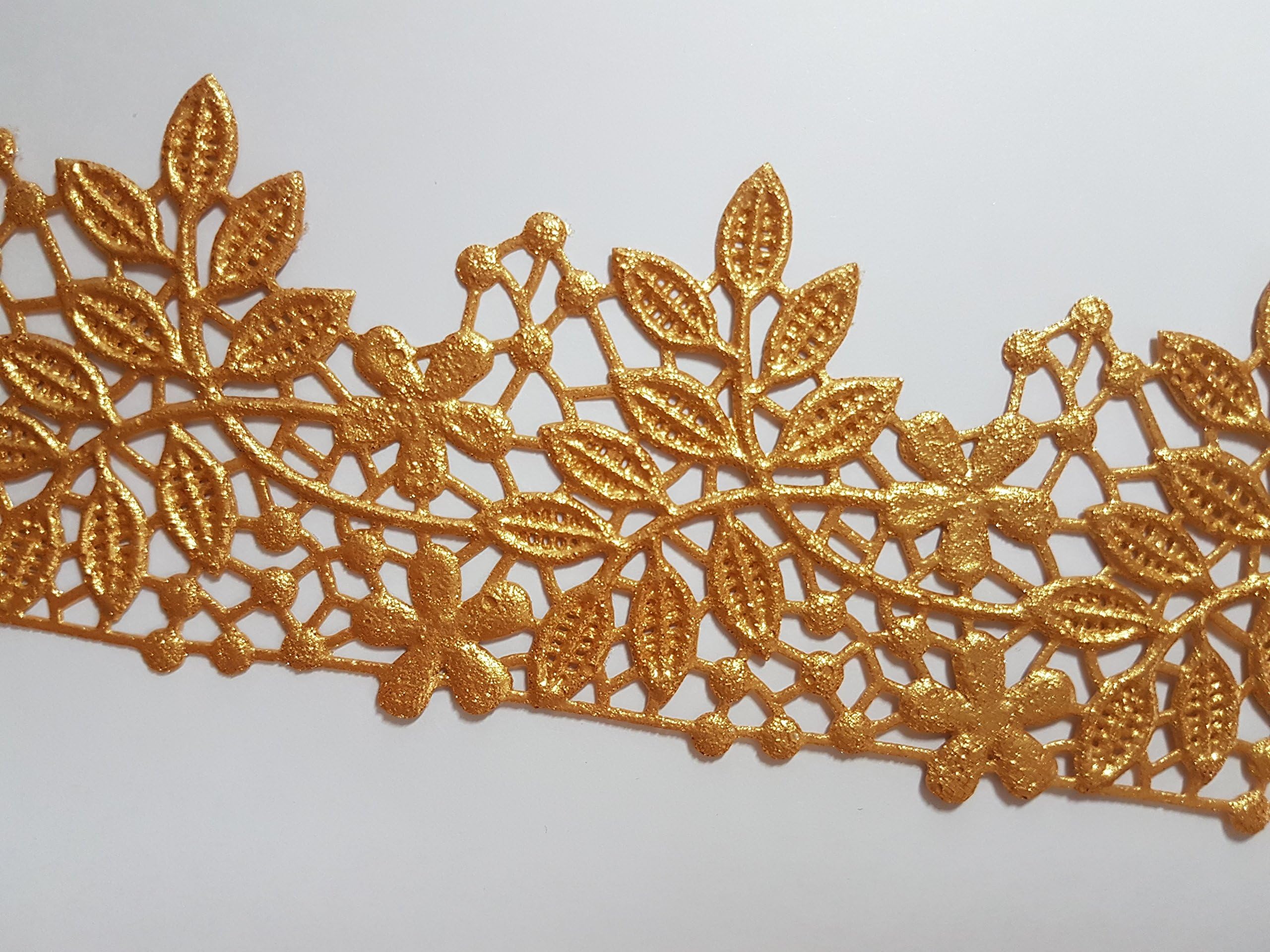 Edible Lace Decorative Leaf Strip Border, Wedding, Cakes, Cupcakes (Gold)