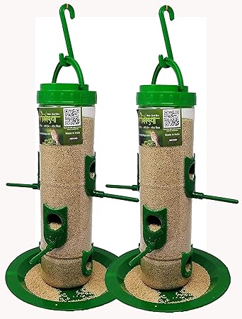 Amijivdaya Large Bird Feeder Green Transparent Pack Of 2