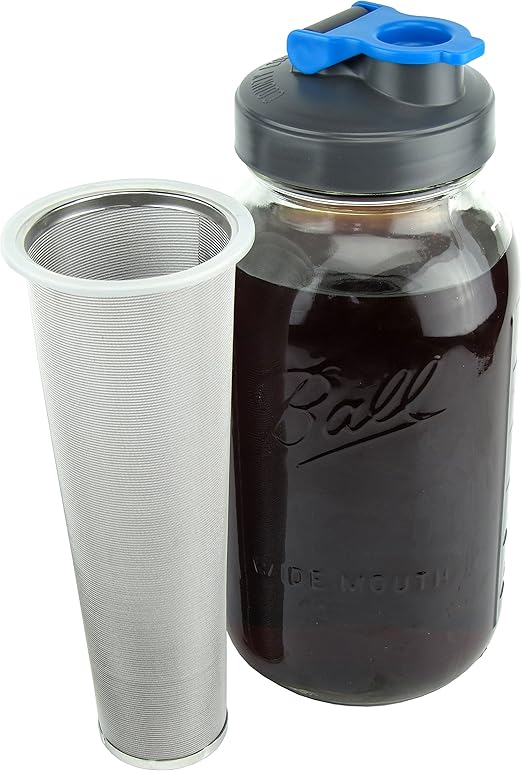 Cold Brew Mason Jar Coffee Maker by County Line Kitchen 2 Quart, 64