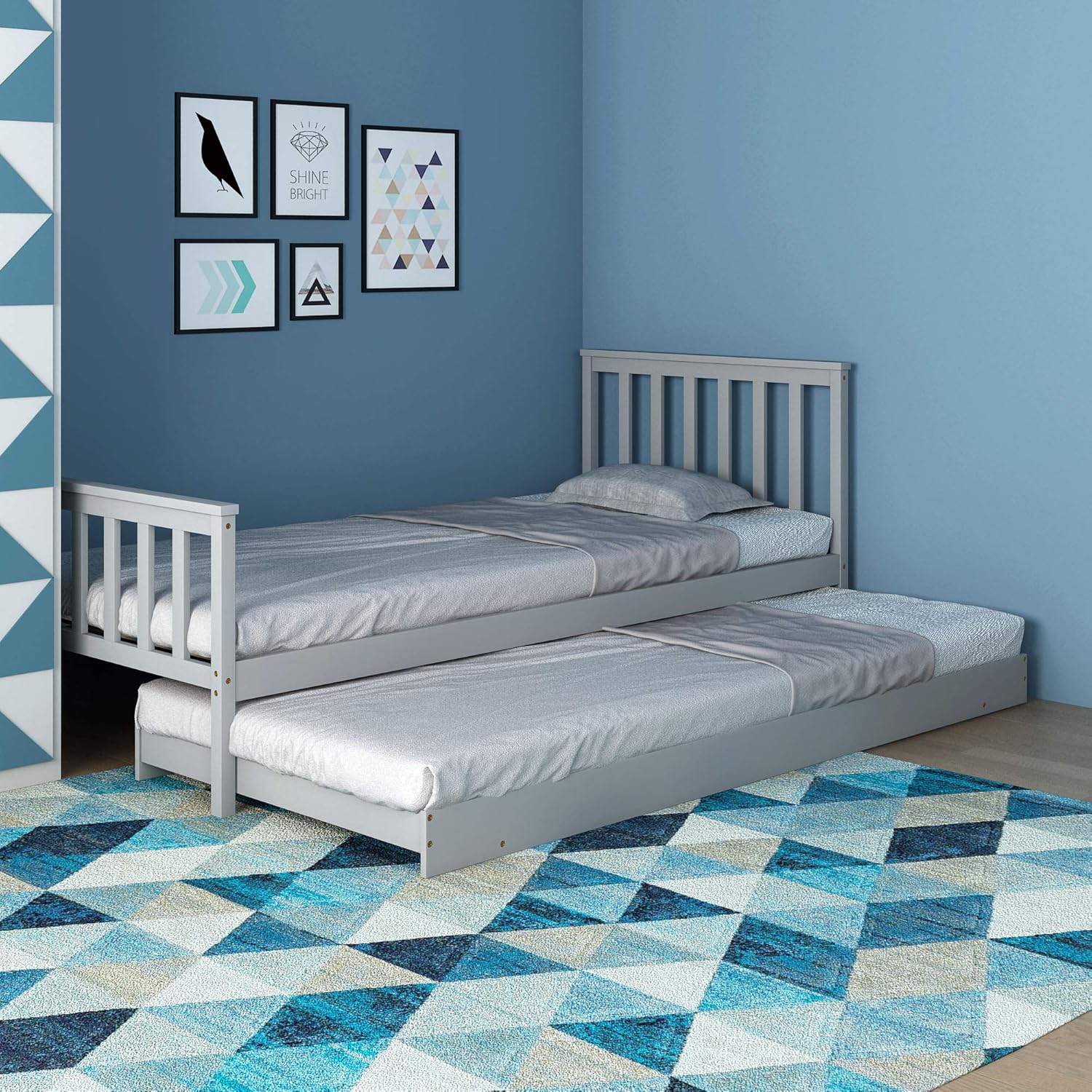 T.Mullen - Cama Individual de Madera, 2 en 1, Estructura de Cama de