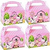 Farm Animals Gable Boxes 24Pcs Party Favors Treat Boxes Barnyard Birthday Party Decorations for Theme Baby Shower Supplies