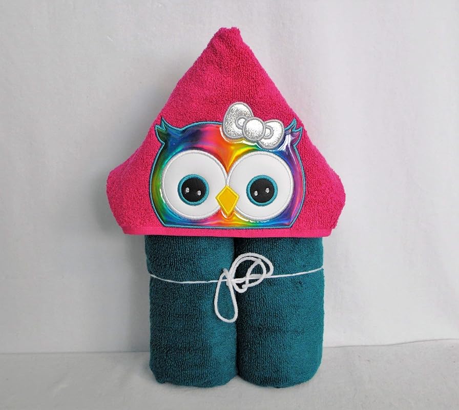 Holo Rainbow Owl Hooded Bath Towel Baby, Child, Tween Handmade