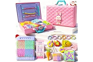 KUFLOOQ Weaving Loom Kit Toys & Friendship Bracelet Making Kit for Kids, Birthday Christmas Gifts for Girls Ages 6 7 8 9 10-12, Potholder Coaster Rainbow Bands Weaving Kit, Creative DIY Arts and Craft Looms