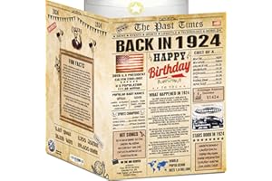 BACK2TIME 100th Birthday Card for Women Men - Back In 1924 Newspaper - 100th Happy BIRTHDAY card - 100th birthday gift for Her Him - JUMBO A4 size - 100th birthday decorations Dad Mom - Gifts for 100 year old