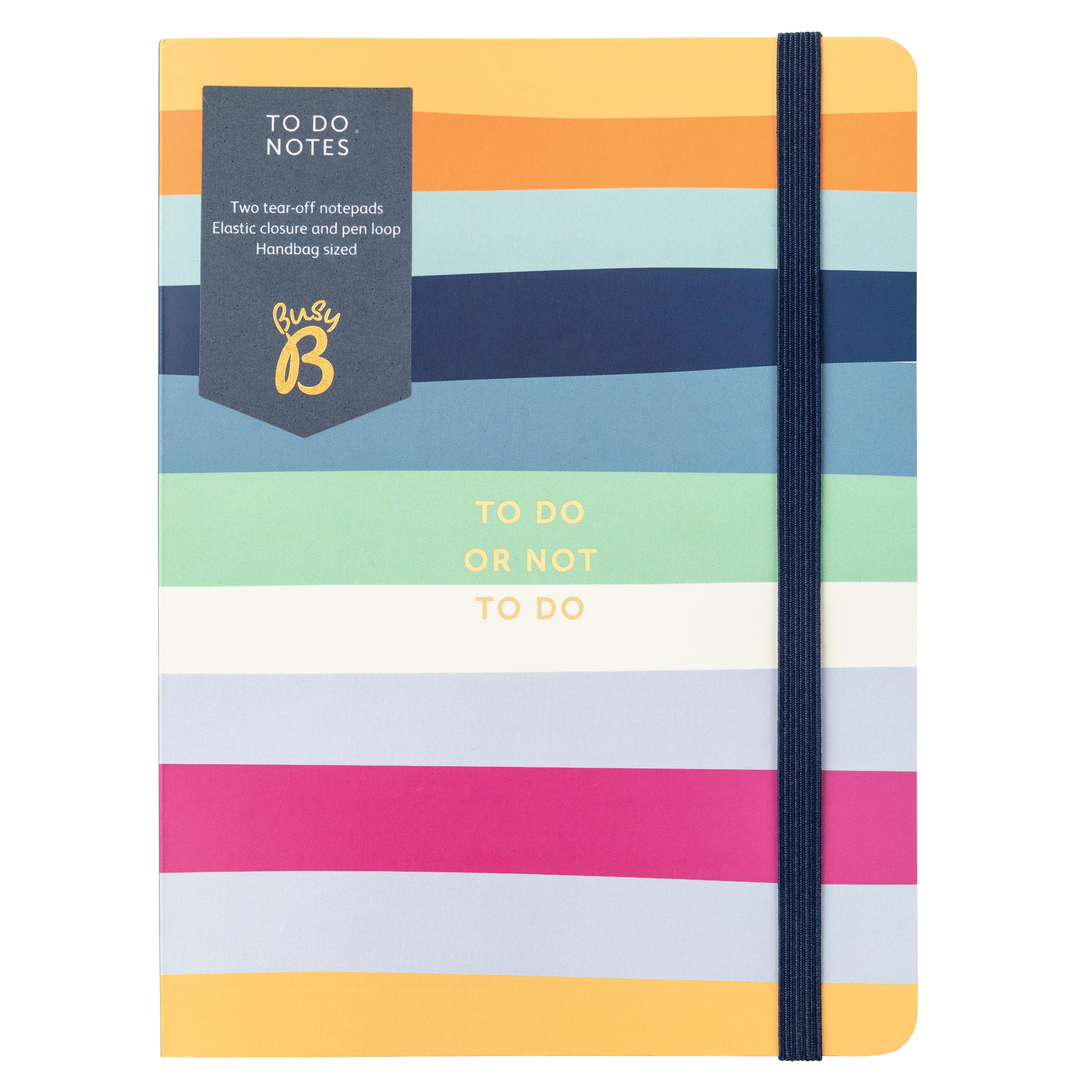 Busy B To Do Notes - Stripe with Two tear-off notepads, Elastic Closure and Pen Loop