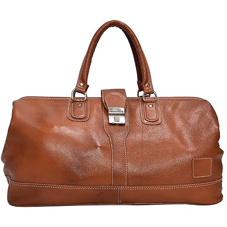 Hidecart 100% Genuine Leather Travel Trolly Bag Medium Size- L(50) x H(30) x W(21) cm (Brown)