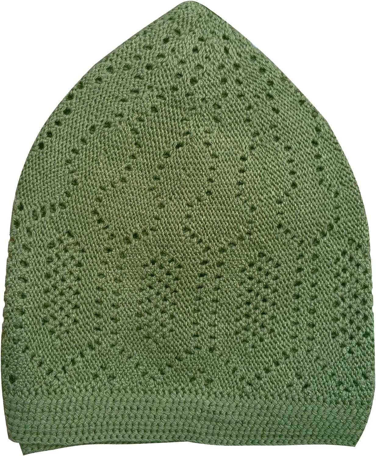 Plain Olive Green Cotton Open-Knit Turkish Muslim Islamic Kufi Hat Taqiya Takke Kofia Skull Cap