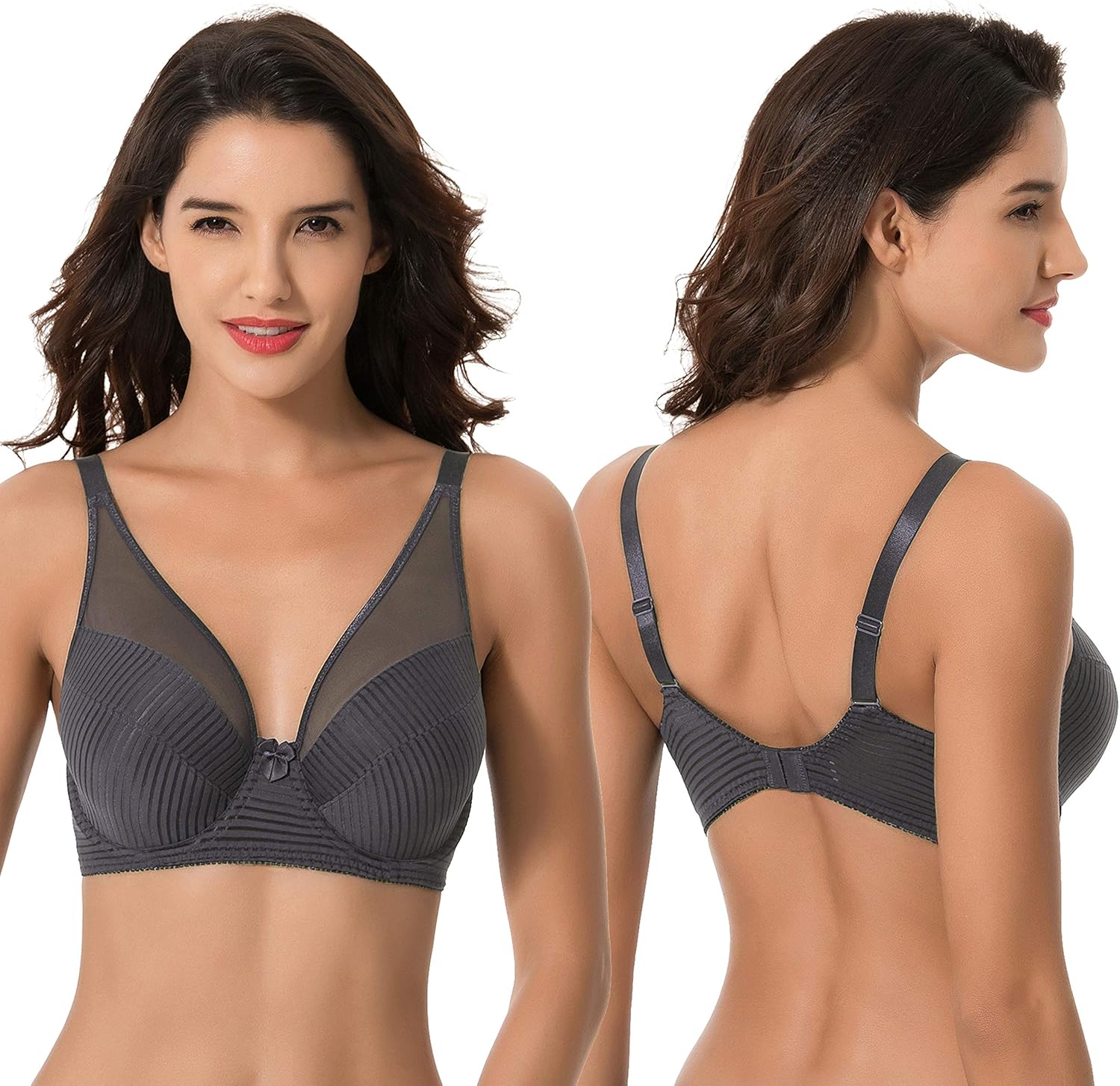 Curve Muse Women's Plus Size Minimizer Unlined Underwire Full Coverage Bra at  Women’s Clothing store
