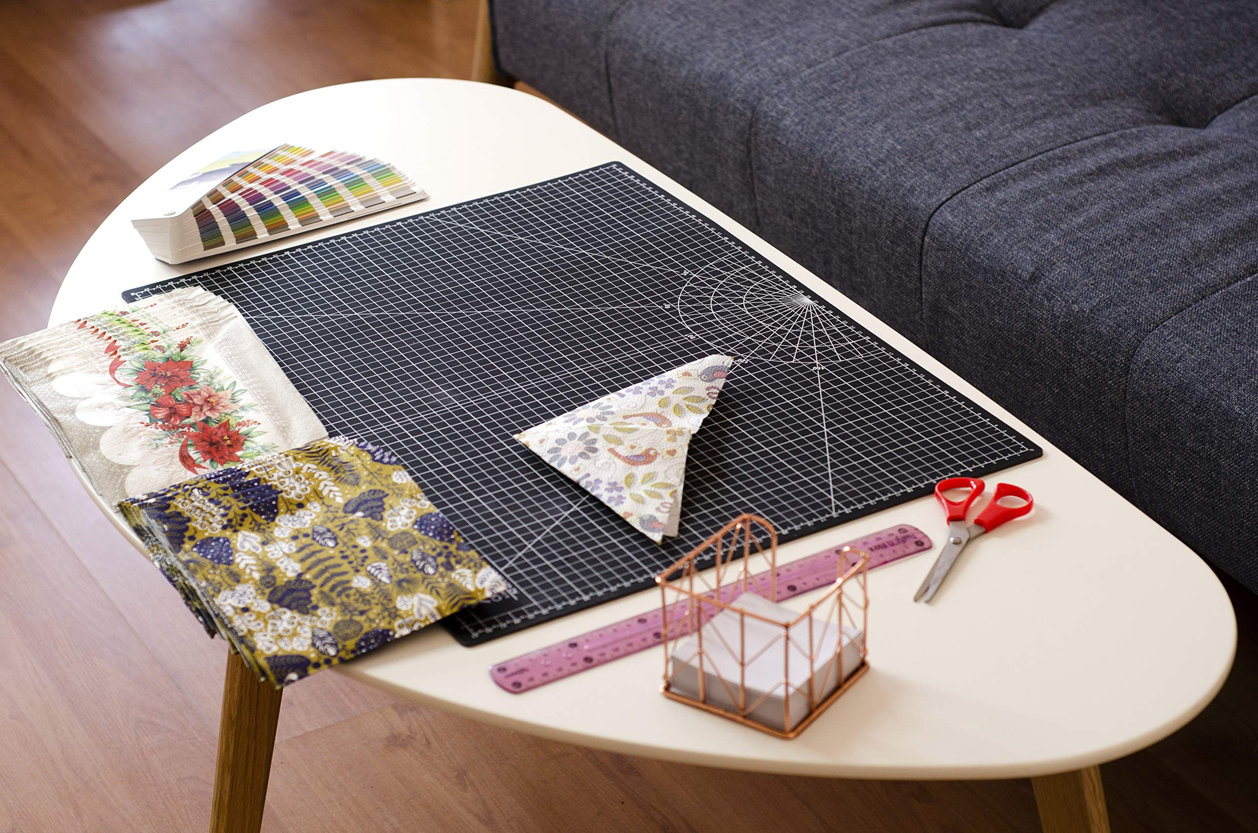 XNM Premium Self Healing Cutting Mat - 24 Inches by 36 inches - A1, 3 Layer Quality PVC Construction - Dual Sided, Imperial and Metric Grid Lines - Perfect for Cutting, Sewing, and Crafts