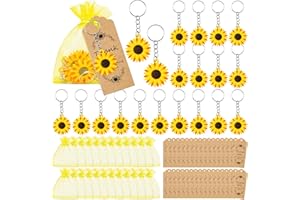 OSNIE 60Pcs Sunflower Party Favors Include Keychains Organza Bags Thank You Kraft Tags Cutie Ornament Sunflower Party Supplie