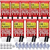 JJ CARE Fire Blanket – 9 Packs with Hooks and Gloves – 40” x 40” Fire Blankets Emergency for Home and Kitchen, High Heat Resistant and Flame Protection for Kitchen, Car, Office, Camping & Home Safety