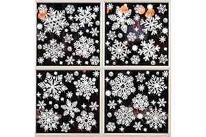 SALEMAR Glitter Snowflake Window Clings, 147PCS Silver Sparkling Christmas Window Clings Winter Wonderland Decorations for Home Christmas Party (Glitter Snowflake)