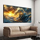 Canvas Wall Art Decor Sunshine Wave Canvas Wall Art Pictures For Living Room Decor Gold Modern Abstract Aesthetics Wall Art Decor Canvas Prints Artwork For Bedroom Office Wall Decor 20 X 40 Inch