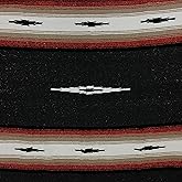 Open Road Goods Black Mexican Yoga Blanket - Thick Diamond Serape with Red, Brown, Tan and White Stripes