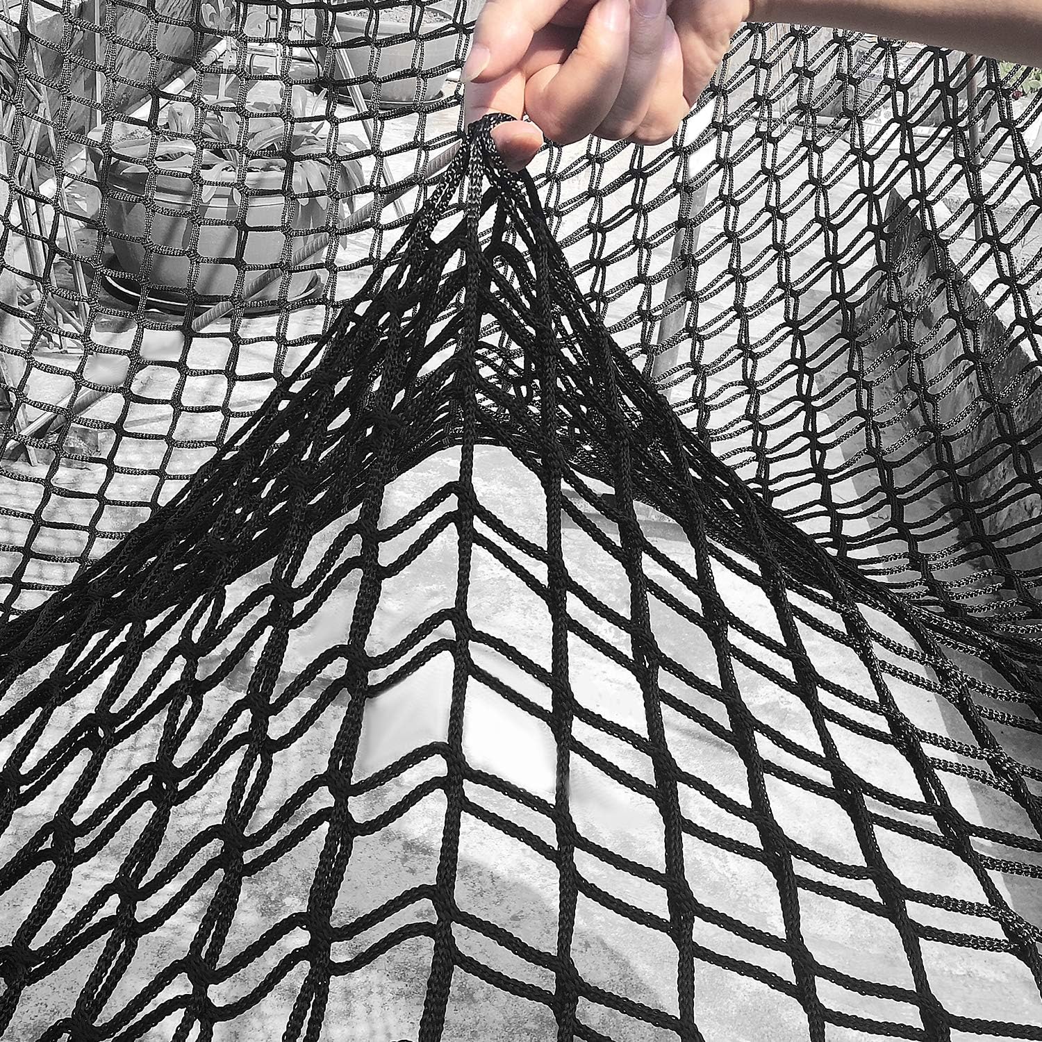 Jalunth Kids Playground Play Safety Net - Climbing Cargo Net Treehouse Accessories Outdoor Equipment Set Double Layers Heavy Duty Backyard Net Bridge for Tree House Tree Fort Back Yard (14.5' x 9.8'): Kitchen & Dining