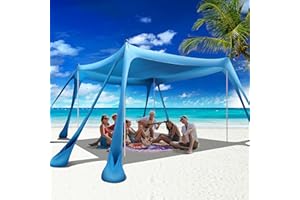 VIONMI Beach Canopy Beach Tent Pop Up Shade 10x10ft Sun Shelter UPF50+ with 8 Sandbags-2 Sand Shovel-4 Aluminum Poles-Ground Pegs-Portable Carrying Bag for Outdoor Family Camping Fishing Yard Picnic