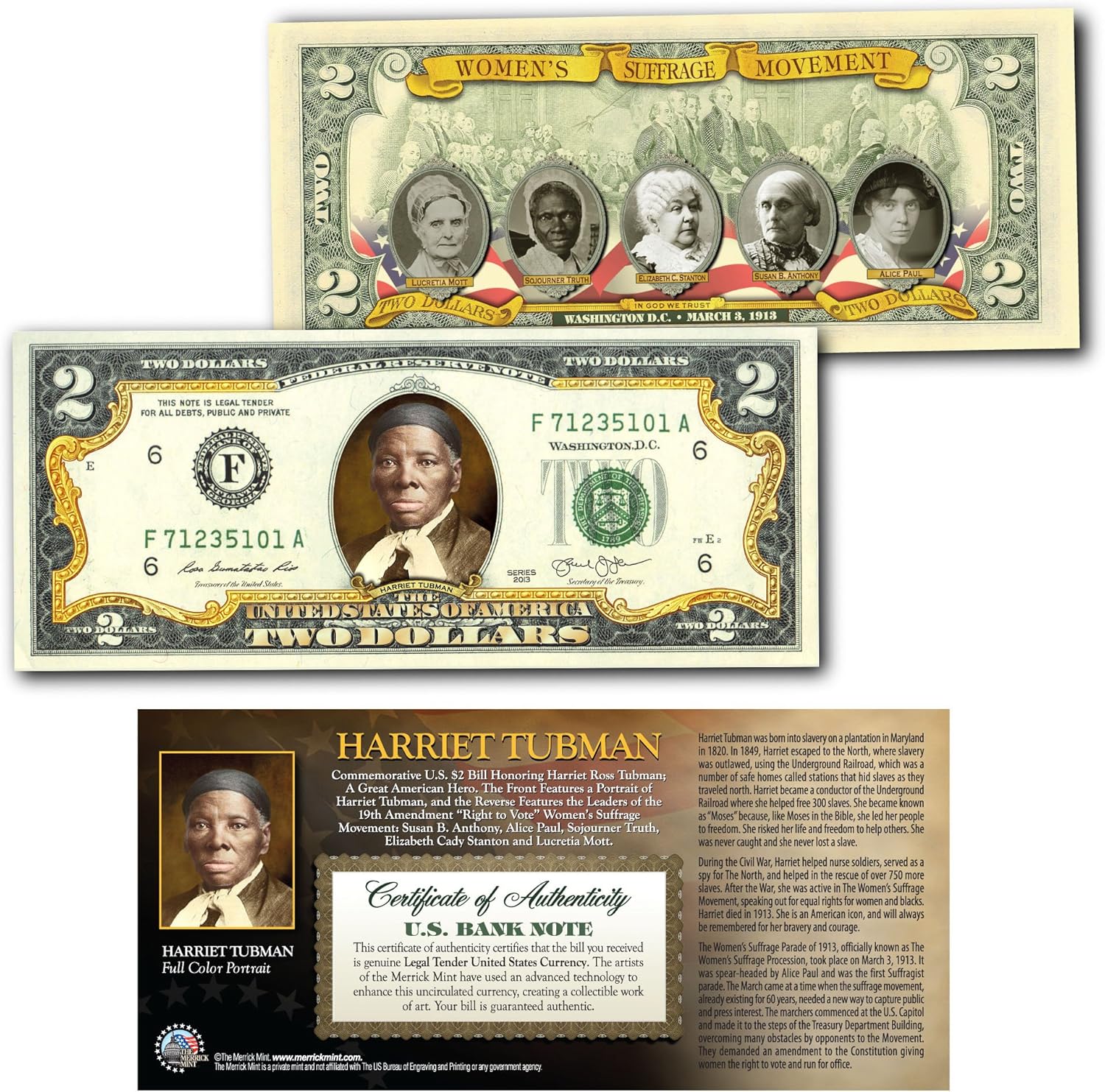 Amazon Com Harriet Tubman World Release Official Genuine Legal Tender Colorized 2 Bill Everything Else