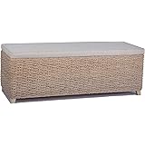 korb.outlet Breite schmale Sitztruhe/Sitzbank mit Wäschefach aus Natur