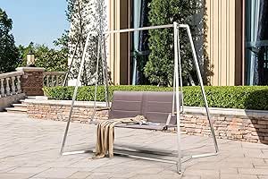 Outflexx - Columpio de jardín de acero inoxidable y textil, 195 x 120 x