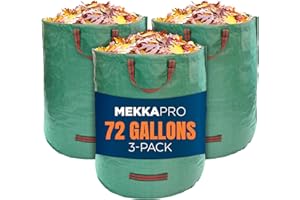 MEKKAPRO Big Gulp Lawn Bags, 3-Pack 72 gallons Heavy Duty Lawn and Leaf Bags with Reinforced Handles, Reusable Yard Waste Bags, Garden Waste Bag for Debris, Yard, Leaf Collector