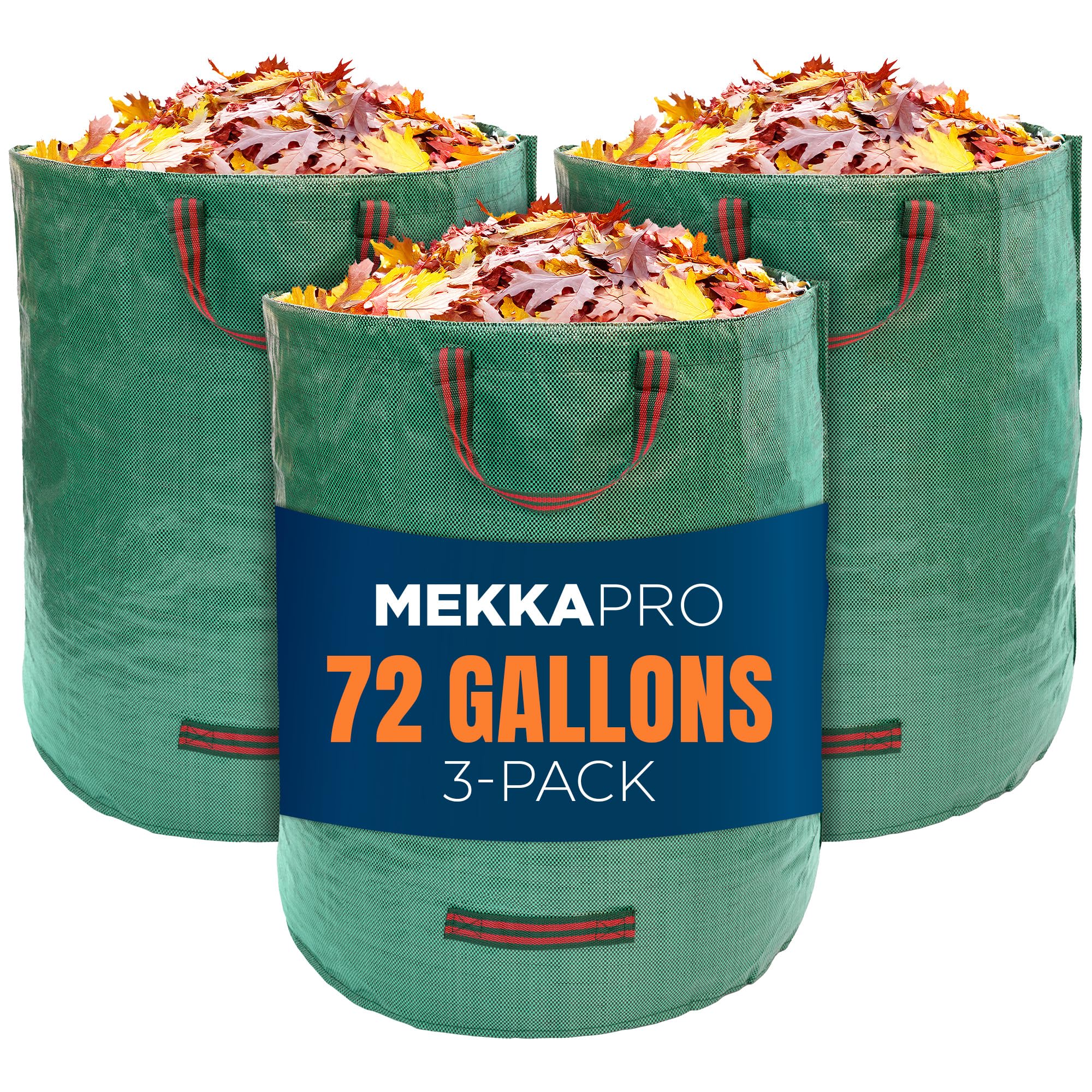 MEKKAPRO Garden Waste Bags Heavy Duty 3-Pack, Garden Bag 272 L - Reusable Garden