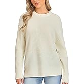 VETLURY Women's Oversized Pullover Sweater - 100% Merino Wool Crewneck Chunky Warm Knit Jumper Exposed Seam Fall Winter Tops