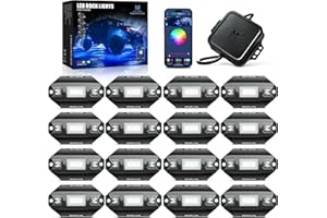 MICTUNING C1 16 Pods RGBW LED Rock Lights - Multicolor Underglow Neon Light Kit with Bluetooth Controller, APP Control