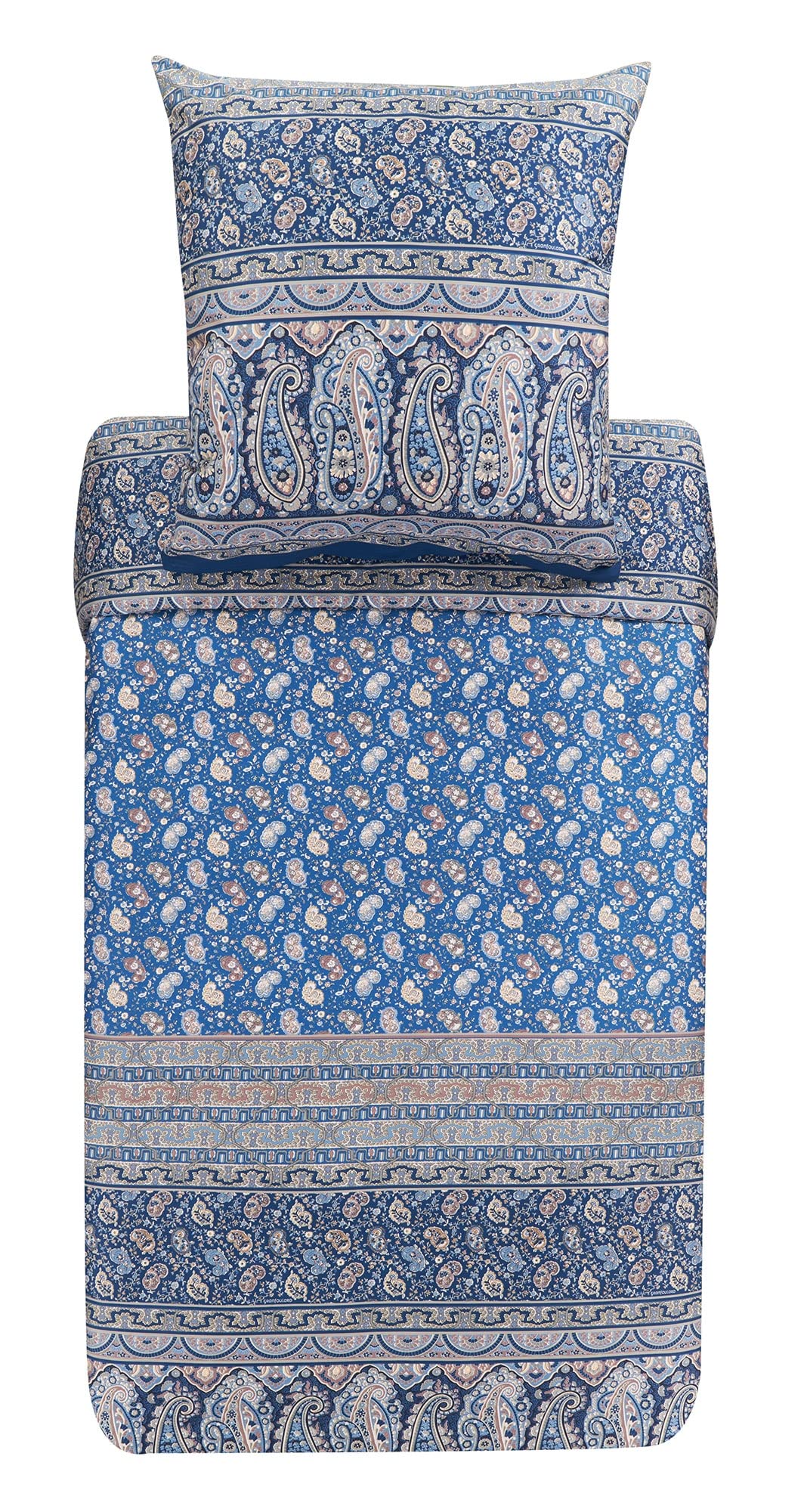 Bassetti Imperia B1 Bed Linen Set Cotton Mako Satin in Blue 2-Piece with Zip 240 cm x 220 cm 80 cm x 9325198 240 x 220 cm